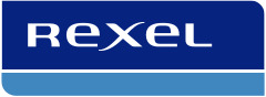 The Rexel logo features the word "REXEL" in white, uppercase letters on a dark blue rectangle, with a light blue horizontal stripe below—perfect inspiration for any builder designing modern new build homes or home extensions.